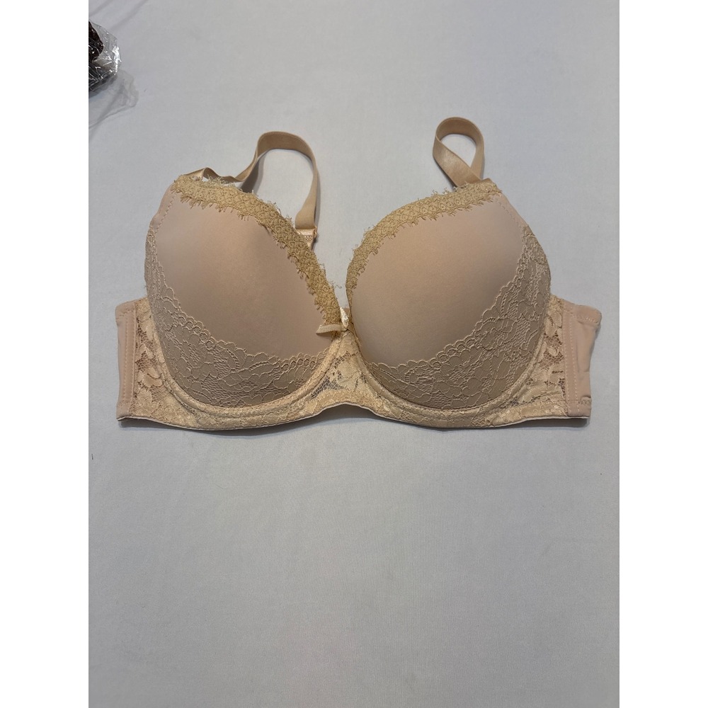 Nude Lace Trim Padded Underwire Bra Beige 95C Adjustable Straps
